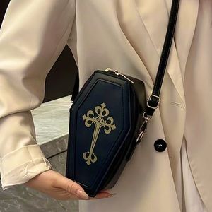 Coffin Cross Faux Leather Gothic Witchy Crossbody Bag